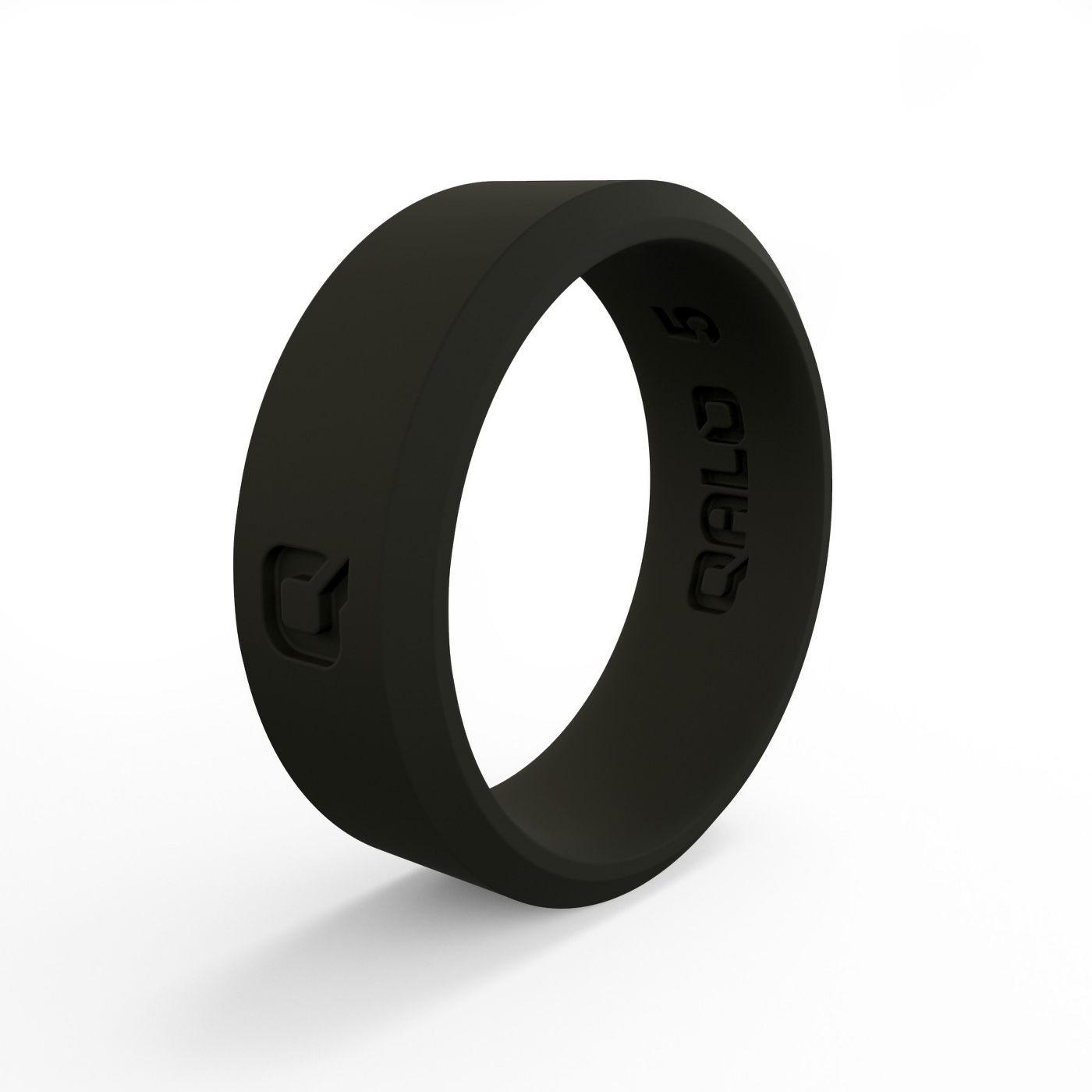 QALO Womens Black Modern Silicone Ring - Size 6