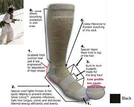 Covert Threads Mens Ice Military Boot Sock - Size 9-13