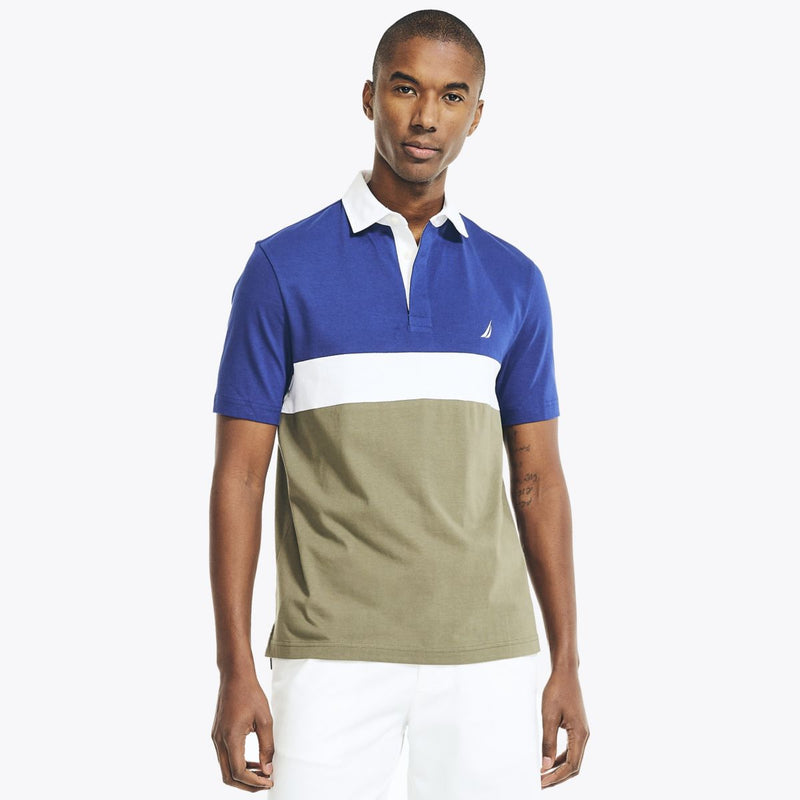Nautica Mens Colorblock Jersey Short Sleeve Polo Shirt