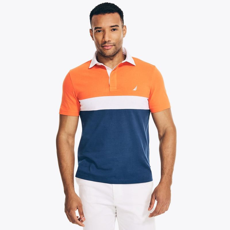 Nautica Mens Colorblock Jersey Short Sleeve Polo Shirt