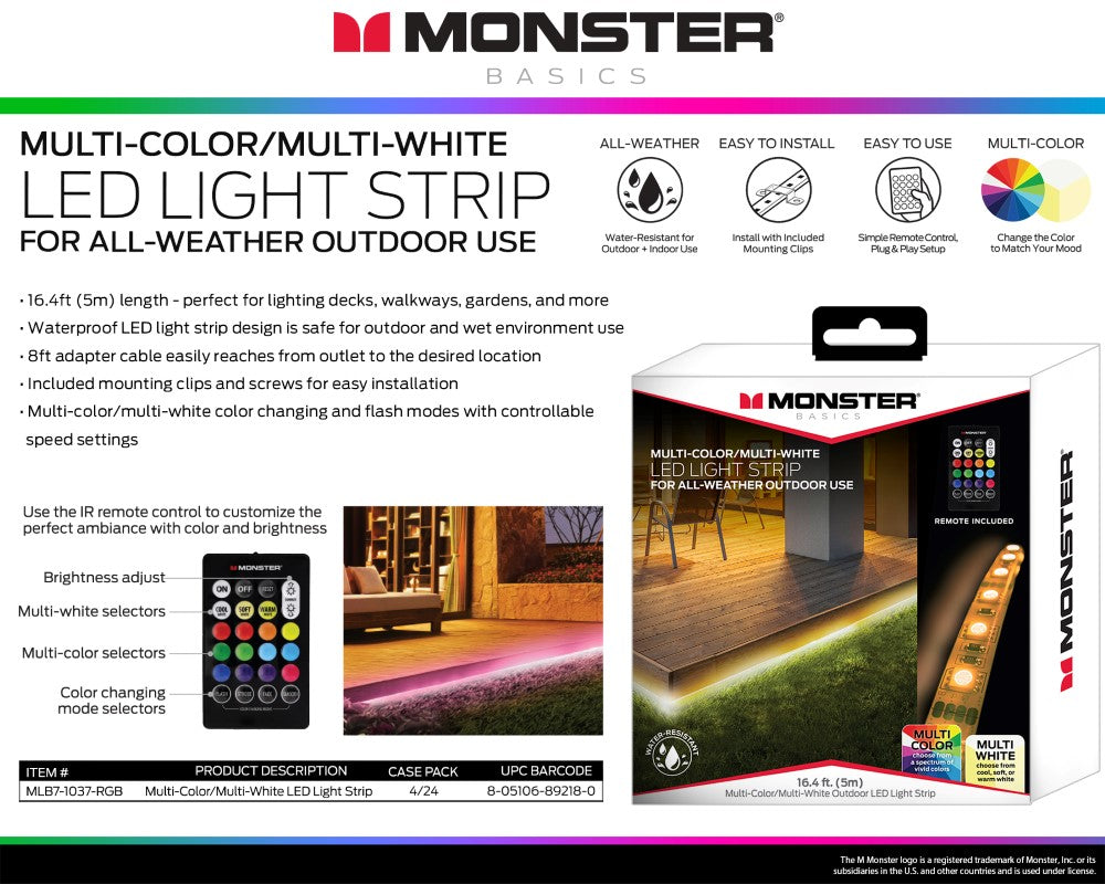 Monster Multi-Color/Multi-White LED Light Strip - 16.4ft