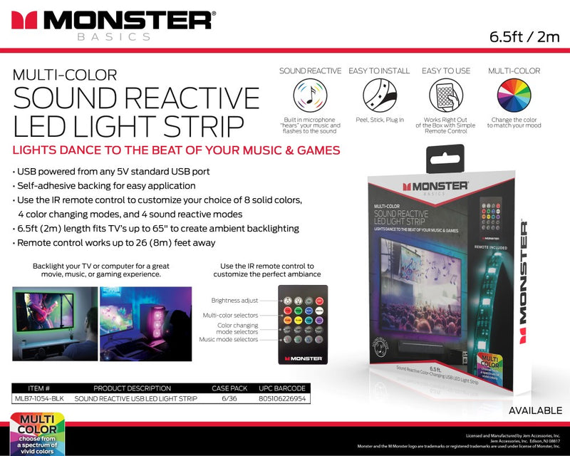 Monster Multi-Color Sound Reactive LED Light Strip