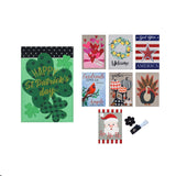 Evergreen Seasonal Burlap Flag - Set of 8