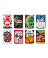 Evergreen Whimsical Seasonal Suede Garden Flag - Set of 8