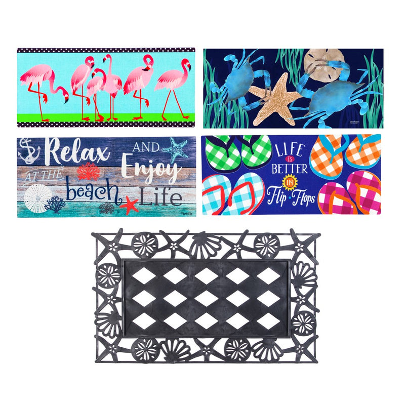 Evergreen Sassafras Coastal & Tropical Interchangeable Doormats - Set of 5