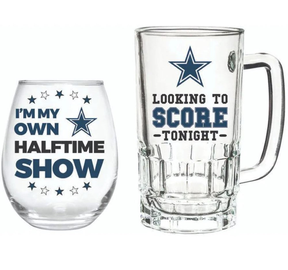 Team Sports America Dallas Cowboys Beer Mug & Stemless Wine Glass Gift Set