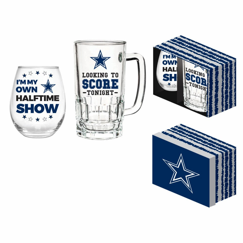 Team Sports America Dallas Cowboys Beer Mug & Stemless Wine Glass Gift Set