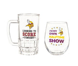 Team Sports America Minnesota Vikings Beer Mug & Stemless Wine Glass Gift Set