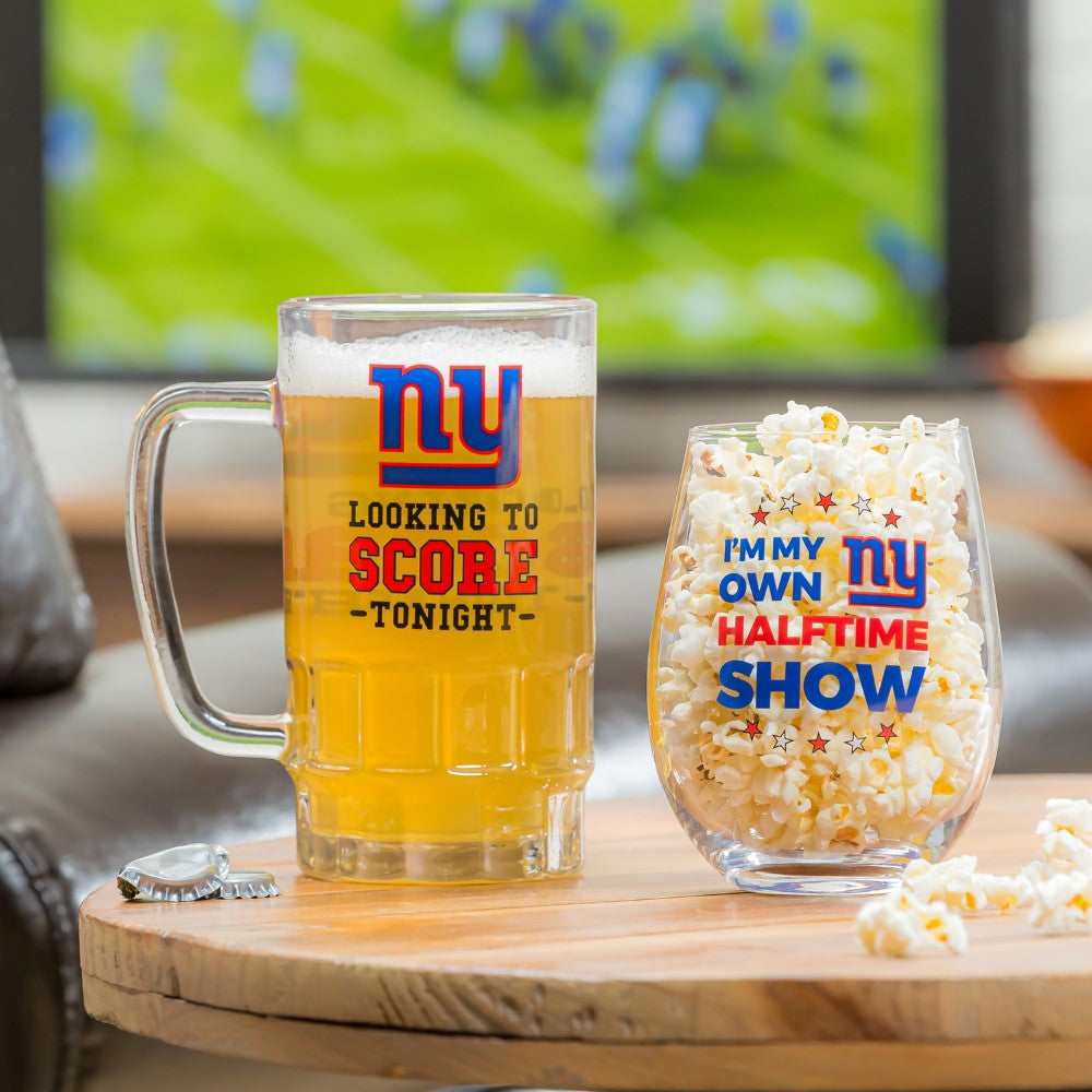 Team Sports America New York Giants Beer Mug & Stemless Wine Glass Gift Set