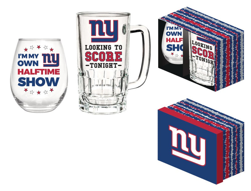 Team Sports America New York Giants Beer Mug & Stemless Wine Glass Gift Set