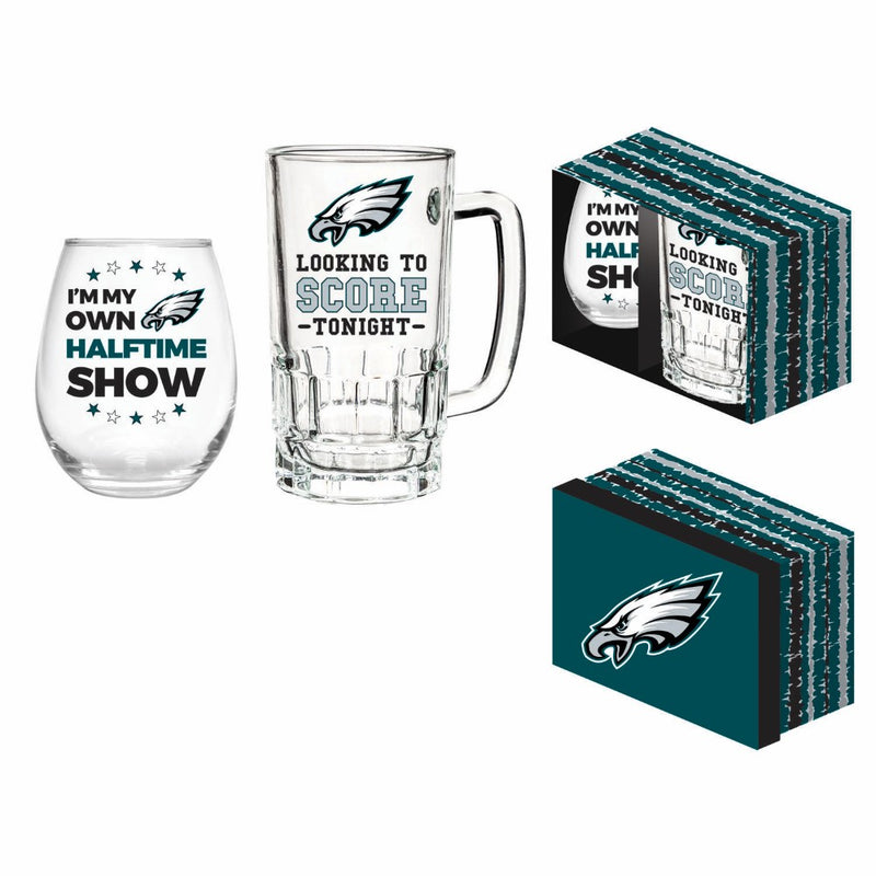 Team Sports America Philadelphia Eagles Beer Mug & Stemless Wine Glass Gift Set