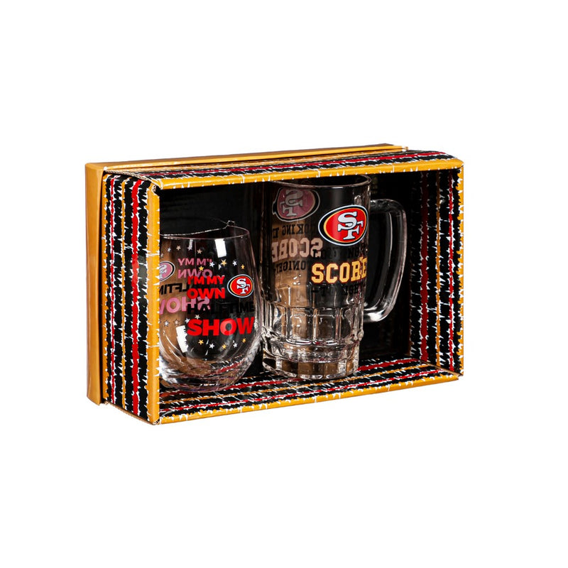 Team Sports America San Francisco 49ers Beer Mug & Stemless Wine Glass Gift Set