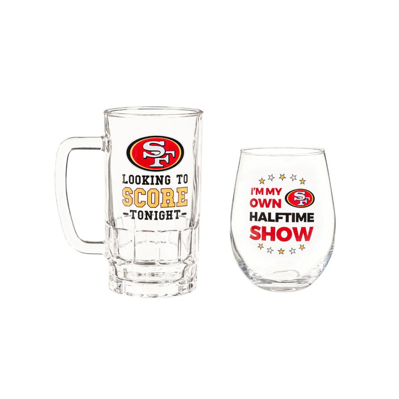 Team Sports America San Francisco 49ers Beer Mug & Stemless Wine Glass Gift Set