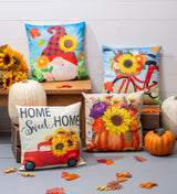 Evergreen Sunflowers Interchangeable Pillow Cover - Set of 4