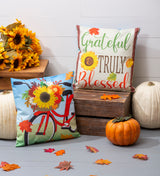 Evergreen Sunflowers Interchangeable Pillow Cover - Set of 4