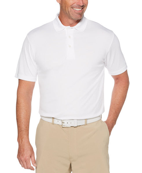 PGA Tour Mens Airflux Solid Mesh Golf Short Sleeve Polo Shirt