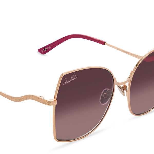 Patricia Nash Womens Sophia Gold and Wine Sunglasses