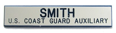 CG Auxiliary Name Plate White w/ Blue Letters 5/8" X 3-3/16"