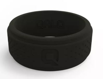 QALO Mens Black Standard Flat Step Silicone Ring - Size 11