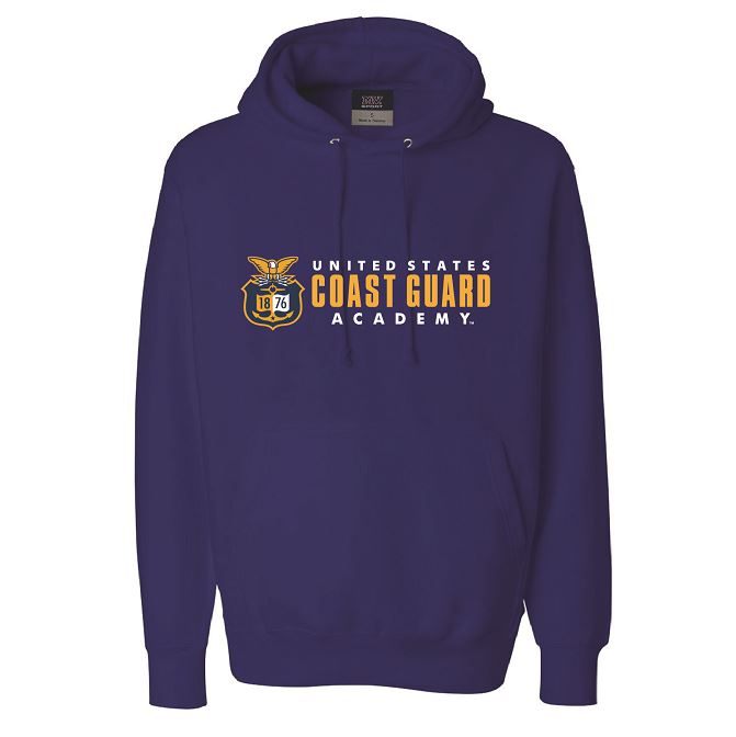 Coast Guard Academy Mens Signature Emblem Fleece Hoodie Sweatshirt