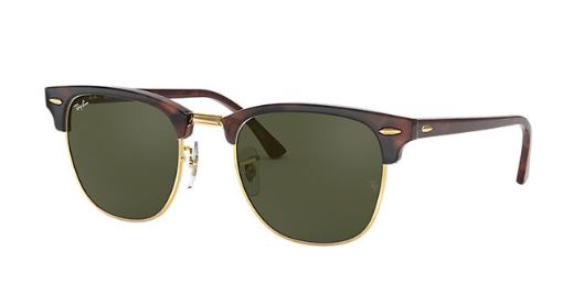 Ray-Ban Clubmaster Classic Non-Polarized Sunglasses - Mock Tort/Arista/Green