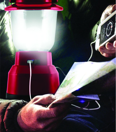 GE Enbrighten Lantern with USB Charging 550 Lumens 200 Hrs Battery Life IPX4 - Red