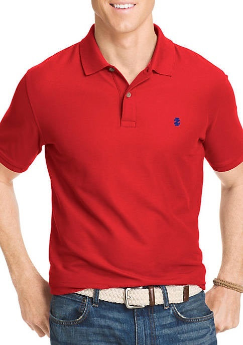 IZOD Mens Solid Stretch Advantage Pique Short Sleeve Polo Shirt