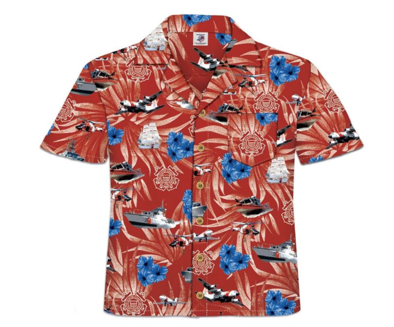 Coast Guard Mens Printed Camp Short Sleeve Shirt - Size 4X