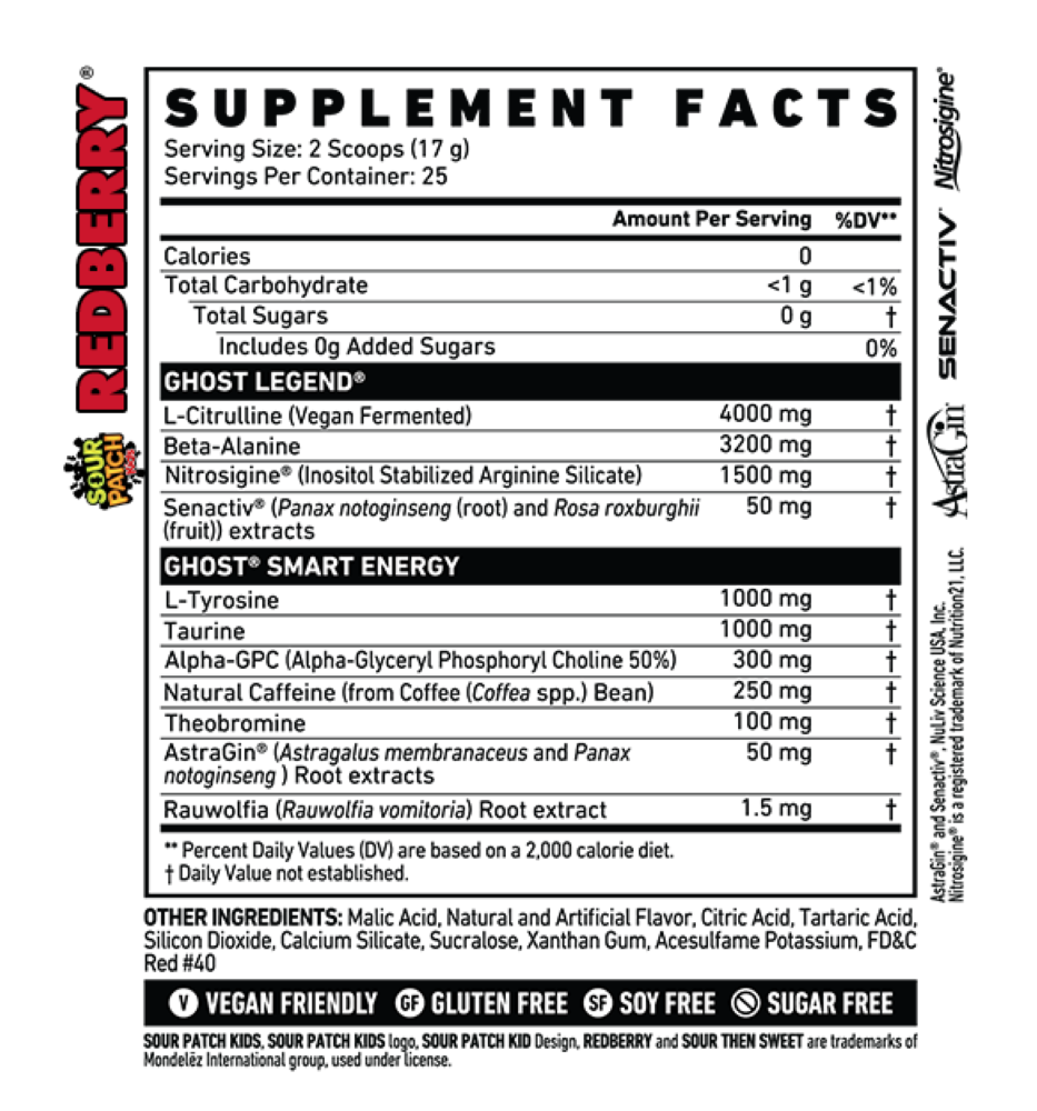 GHOST Legend x Sour Patch Kids Pre-Workout - RedBerry