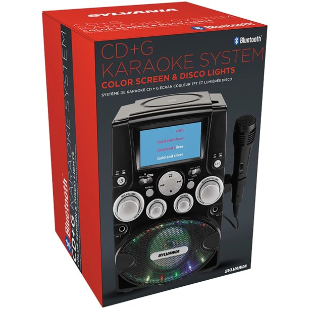 Sylvania CD-G Bluetooth Karaoke Machine with LCD Screen and Microphone