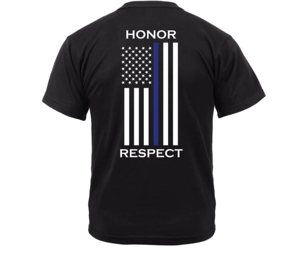 Rothco Mens Honor and Respect 2-Sided Thin Blue Line Flag T-Shirt - Black - Size 3XL