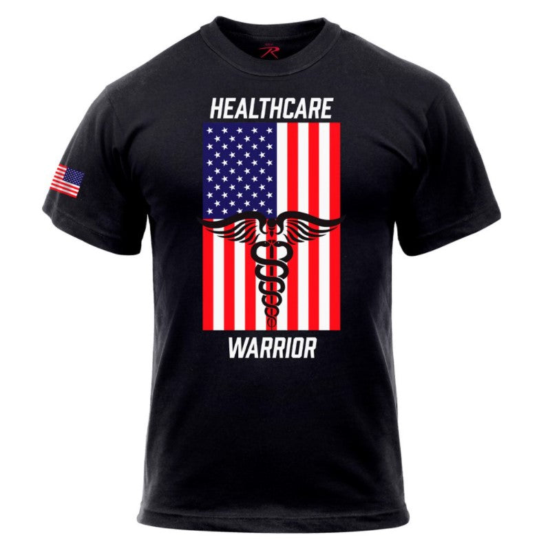 Rothco Mens Healthcare Warrior US Flag T-Shirt - Black - Size 2XL