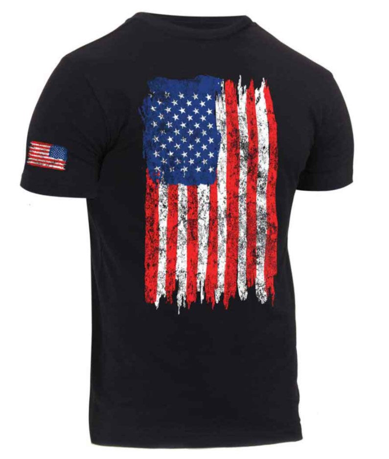 Rothco Mens Distressed US Flag Athletic Fit T-Shirt - Red/White/Blue - Size 2XL