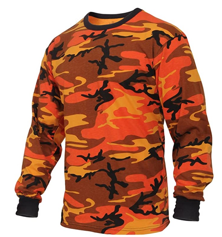 Rothco Mens Long Sleeve Colored Camo T-Shirt - Savage Orange Camo - Size 2XL