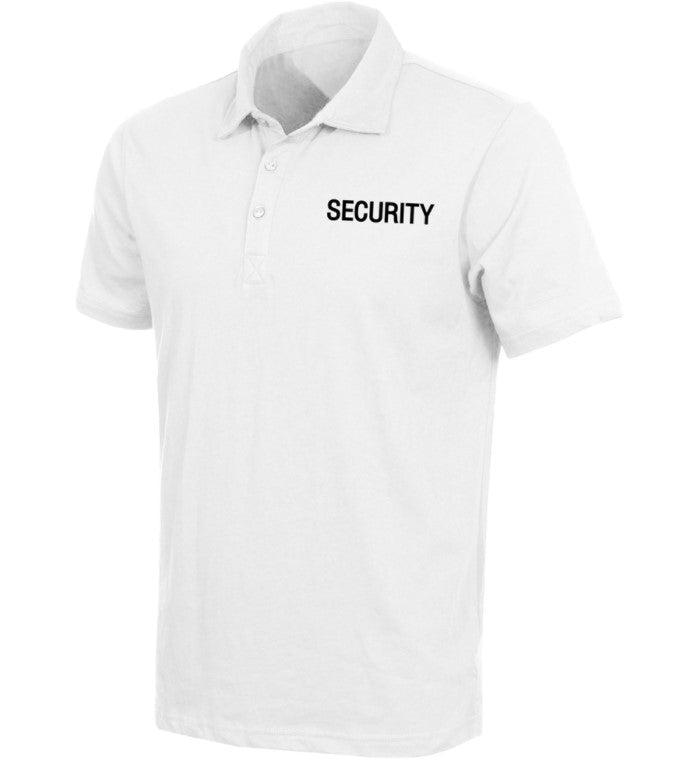 Rothco Mens Moisture Wicking Security Polo Shirt - White w/ Black Lettering - Size 2XL