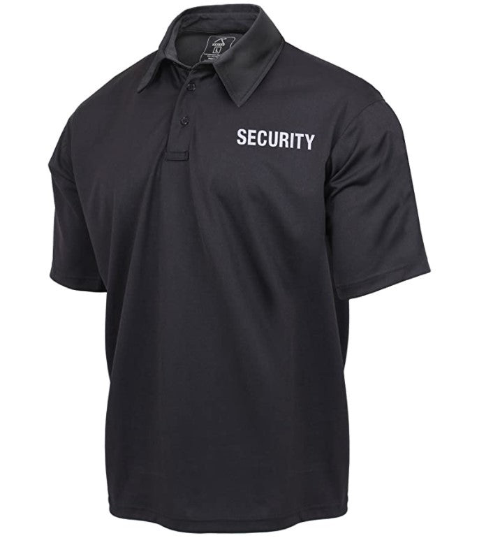 Rothco Mens Moisture Wicking Security Polo Shirt - Black w/ White Lettering - Size 3XL