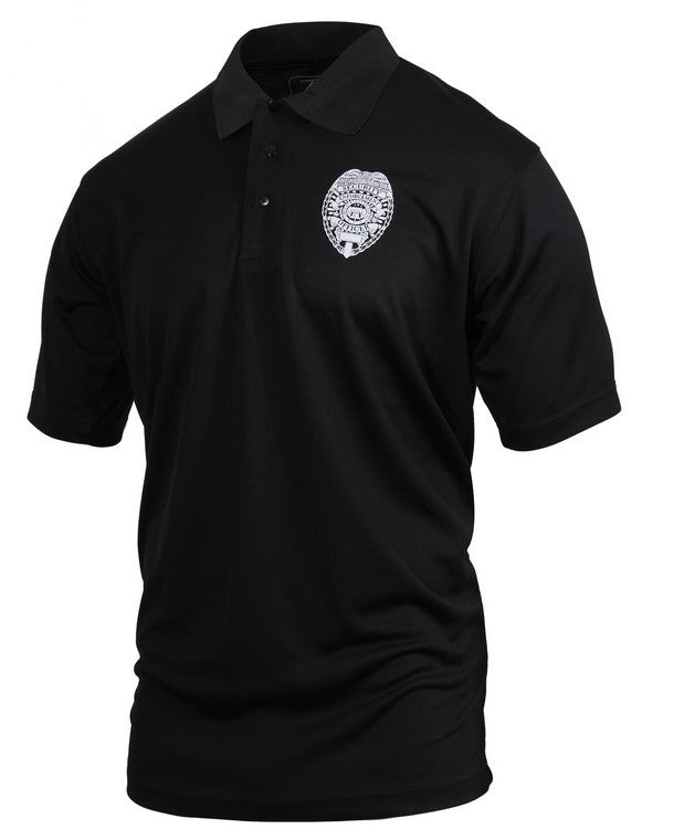 Rothco Mens Moisture Wicking Security Polo Shirt With Badge Black - Size 3XL