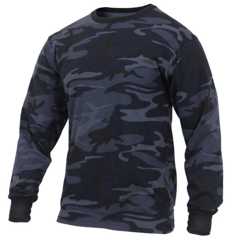 Rothco Mens Long Sleeve Colored Camo T-Shirt - Midnight Blue Camo - Size 2XL