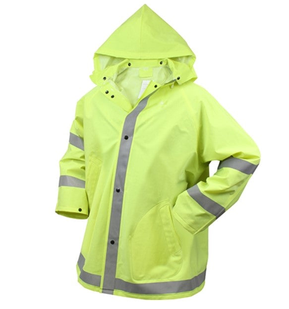 Rothco Mens Safety Reflective Rain Jacket - Safety Green - Size 3XL