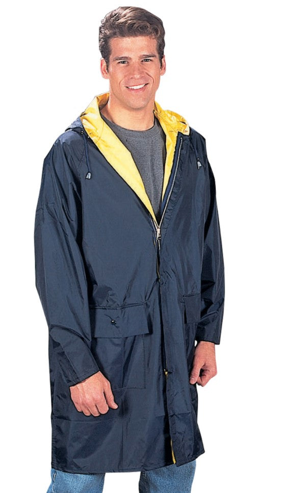 Rothco Mens Reversible 3/4 Length Rain Parka - Navy Blue/Yellow - Size 2XL