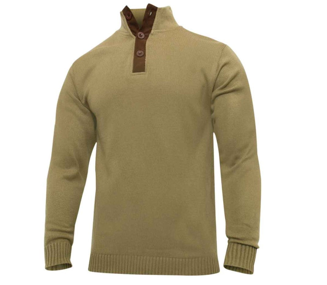 Rothco Mens 3-Button Sweater With Suede Accents - 2XL