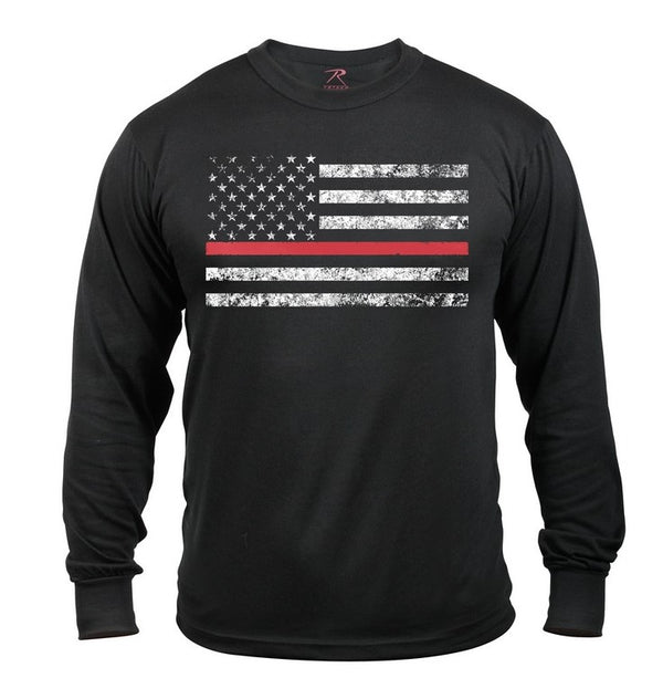 Rothco Mens Thin Red Line Long Sleeve T-Shirt - Size 2XL