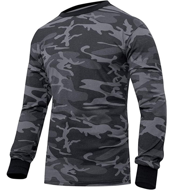 Rothco Mens Long Sleeve Colored Camo T-Shirt - Black Camo - Size 2XL