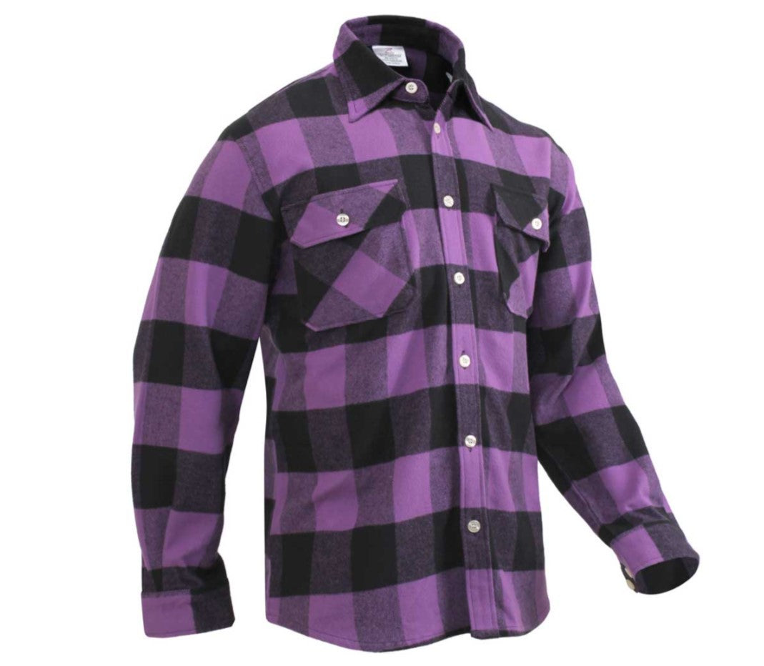 Rothco Mens Extra Heavyweight Buffalo Plaid Flannel Shirt - Purple Plaid - Size 3XL