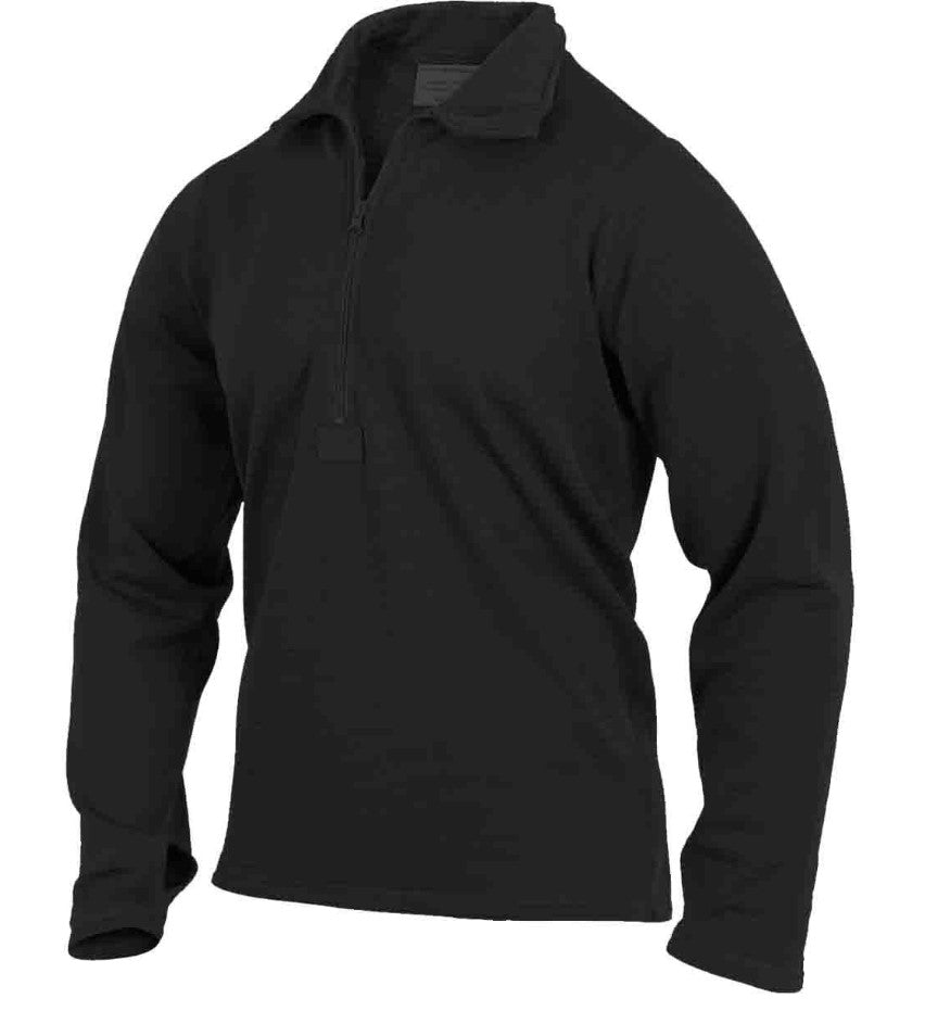 Rothco Mens ECWCS Poly Zip Collar Long Sleeve Shirt - Black - Size 3XL