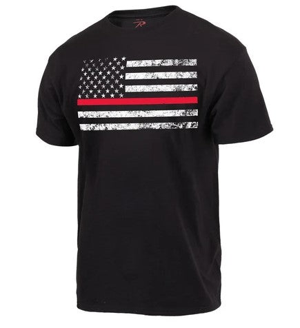 Rothco Mens Thin Red Line Flag T-Shirt - Size 3XL