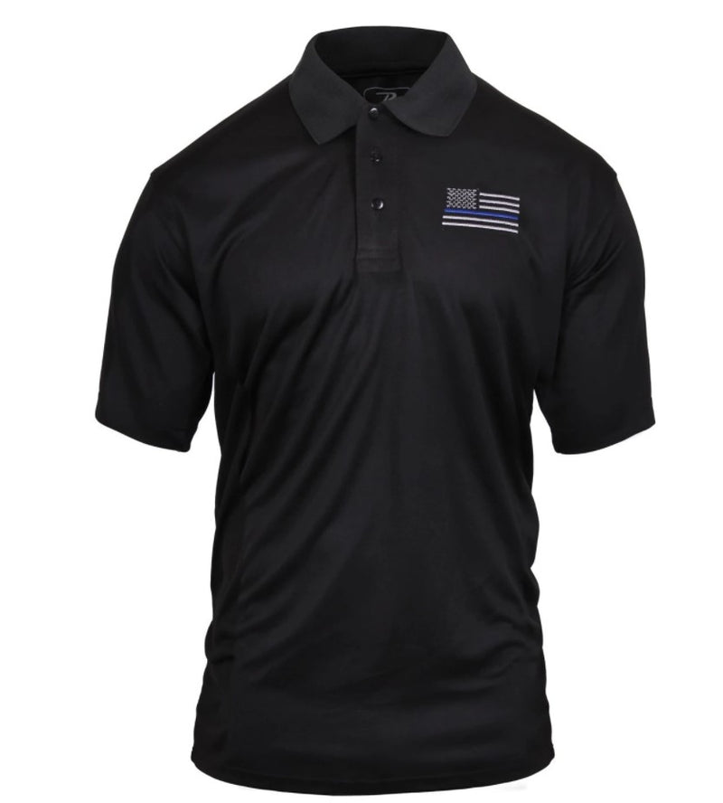 Rothco Mens Thin Blue Line Moisture Wicking Polo - Size 3XL