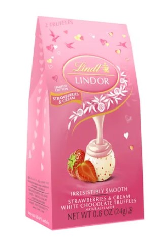 Lindt Lindor Strawberries and Cream White Chocolate Truffles - 0.8 oz. Mini Bag