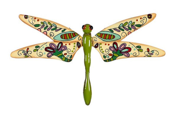 Evergreen Cream and Green Boho Dragonfly