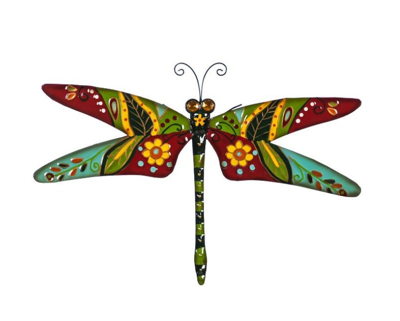 Evergreen Red and Green Boho Dragonfly